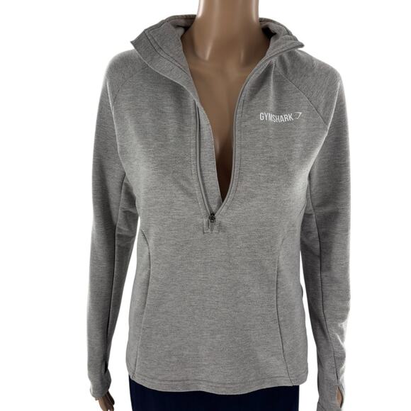 Gymshark Women's Gray Quarter Zip Activewear Long Sleeve Pullover - Picture 6 of 10
